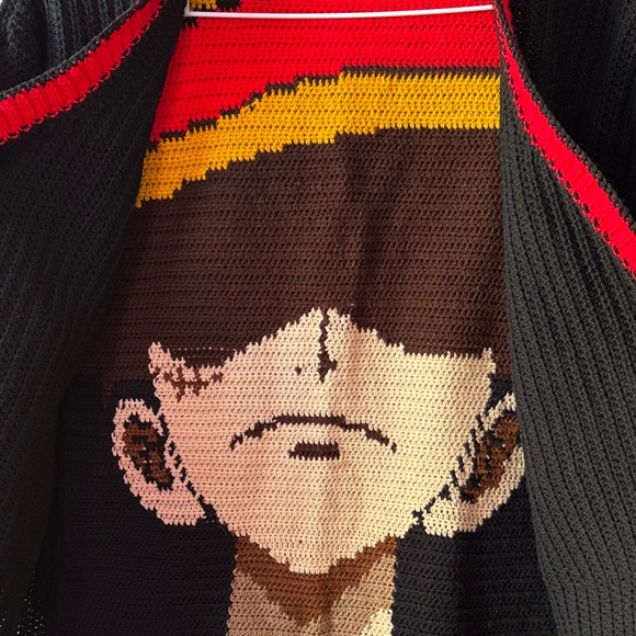Luffy cardigan Black and Red Graphic crochet 🧶 size XL - Picture 8 of 11